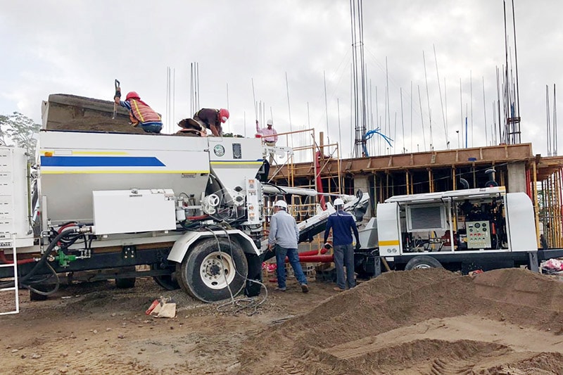 DHBT50 trailer diesel concrete pump has many works in Peru photo