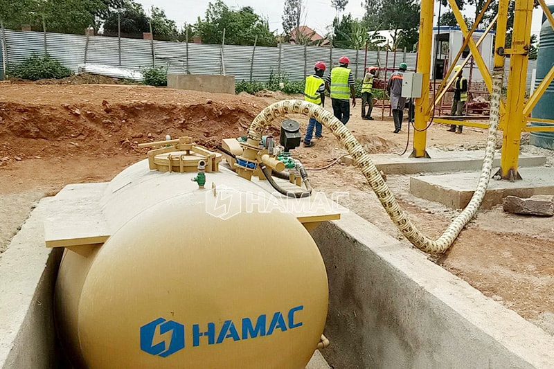 HZS35 Stationary concrete batching plant works in Rwanda photo