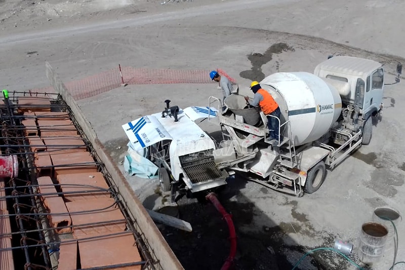 Mobile concrete batching plant working on a mountain jobsite