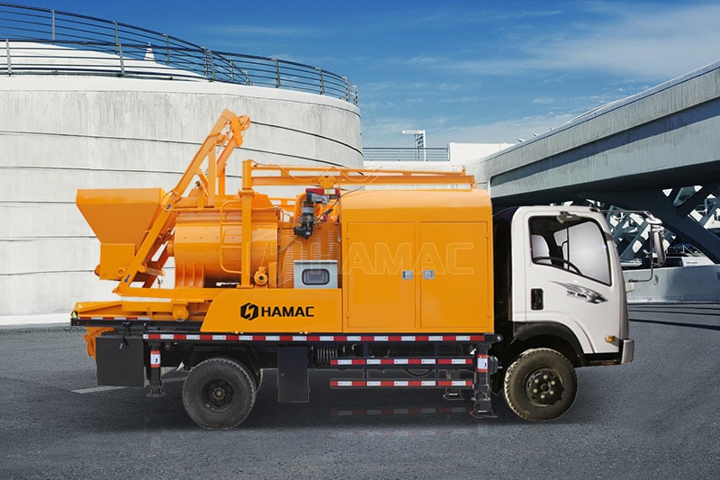 Twin Shaft Concrete Mixer with Pump photo