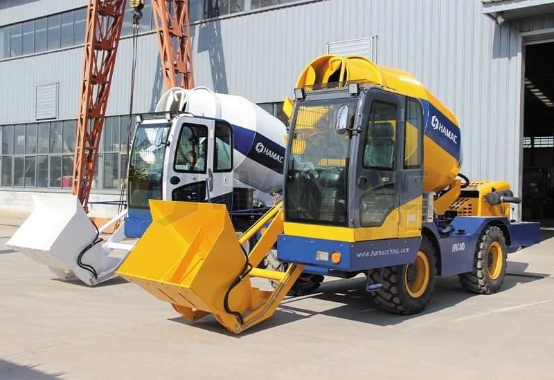 Different types concrete mixers photo